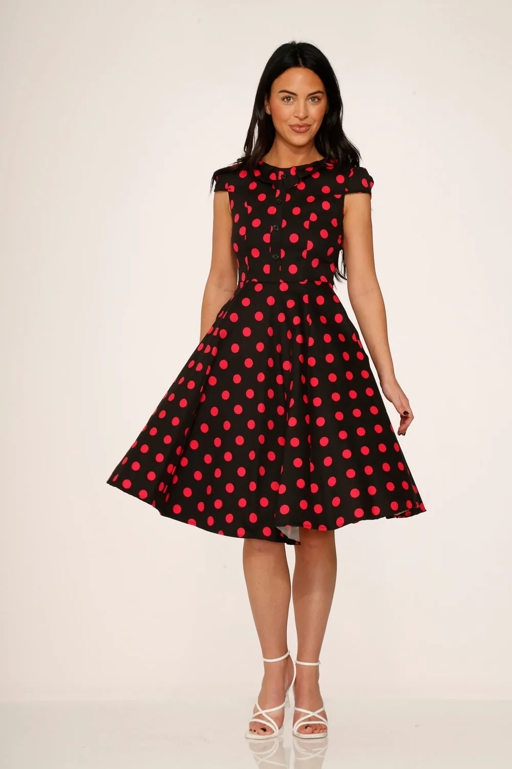 Black & Pink Polka Dot Swing Dress sold by Modcloth product image thumbnail 5