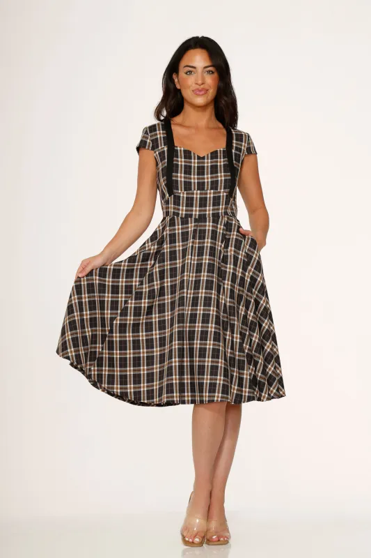 Black Plaid Swing Dress sold by Modcloth