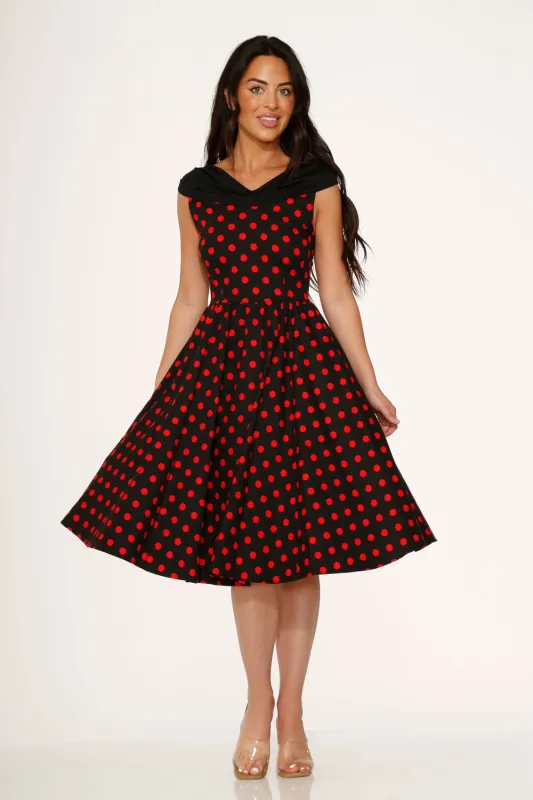 Black & Red Polka Dot Swing Dress sold by Modcloth