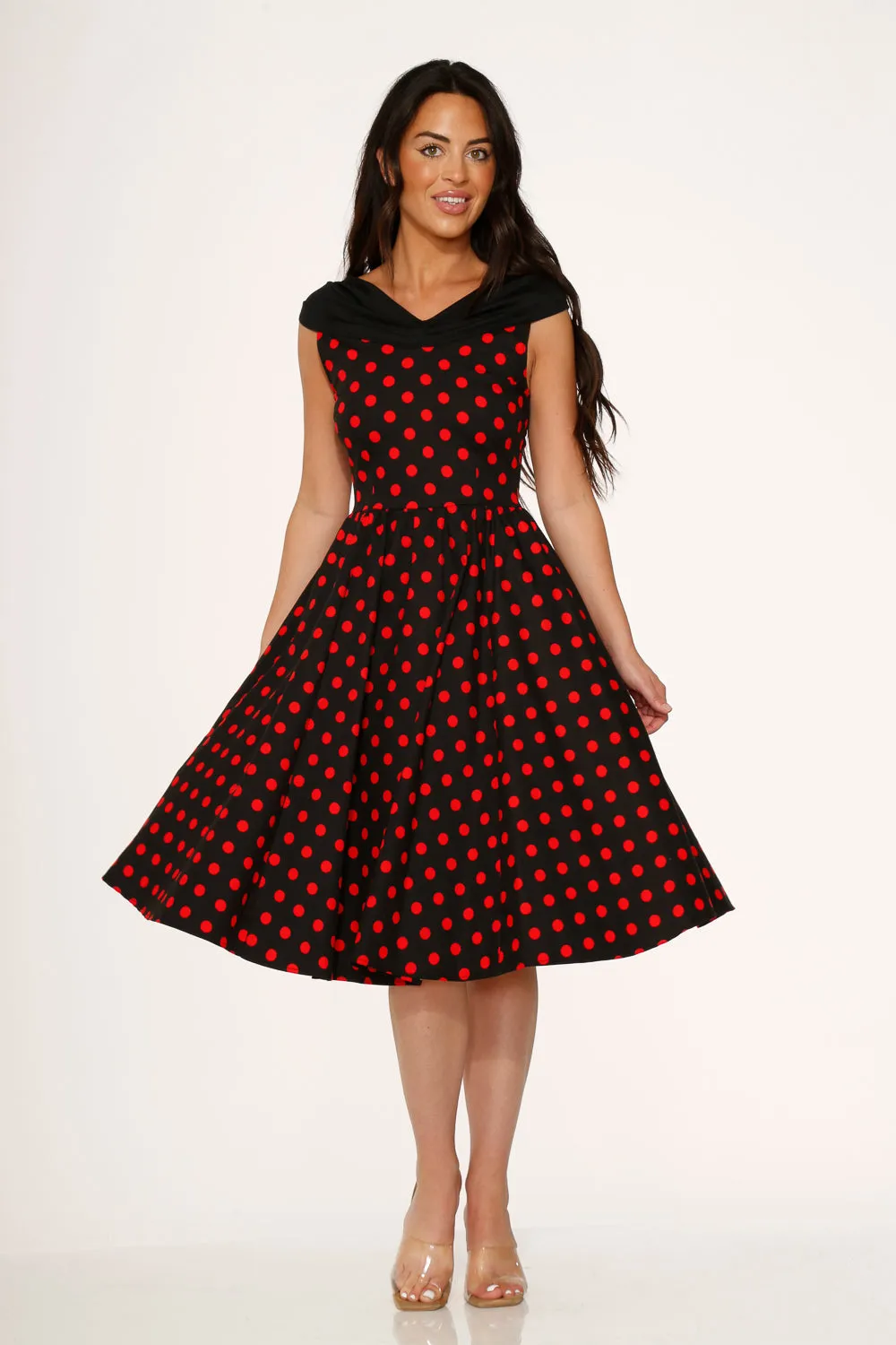 Black & Red Polka Dot Swing Dress sold by Modcloth