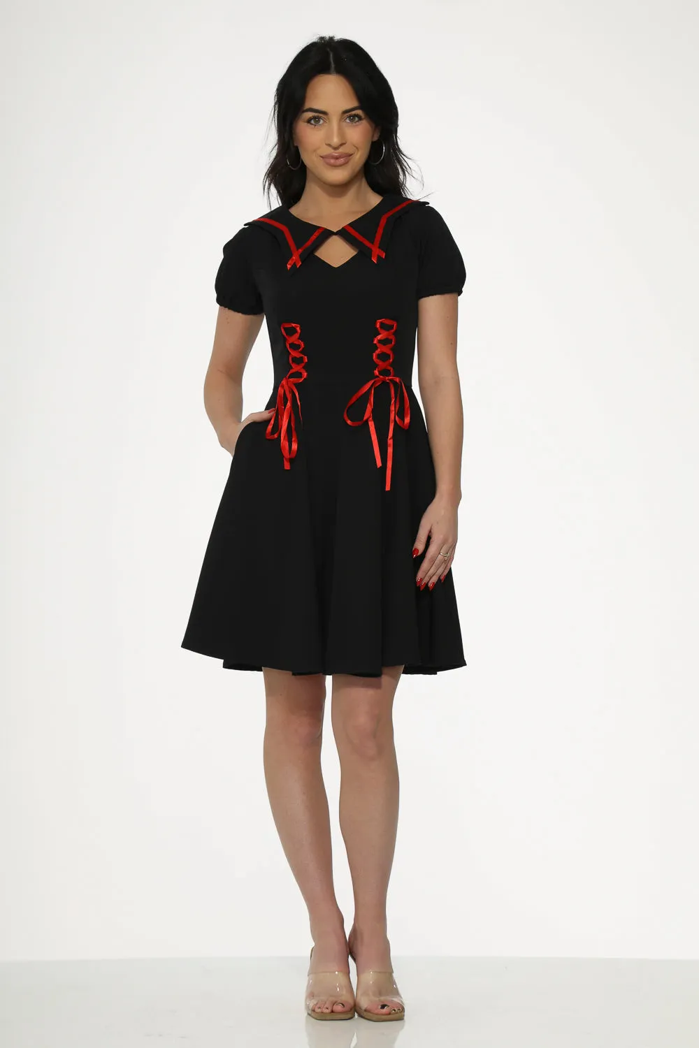 Black & Red Trim Gothic Swing Dress sold by Modcloth product image thumbnail 2