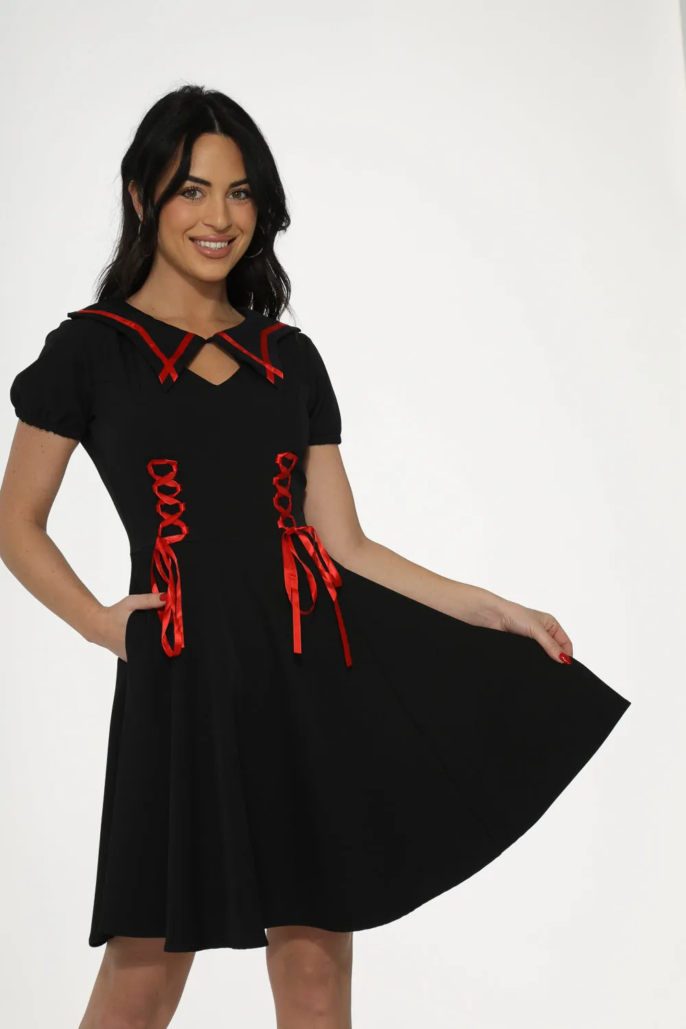 Black & Red Trim Gothic Swing Dress sold by Modcloth product image thumbnail 5