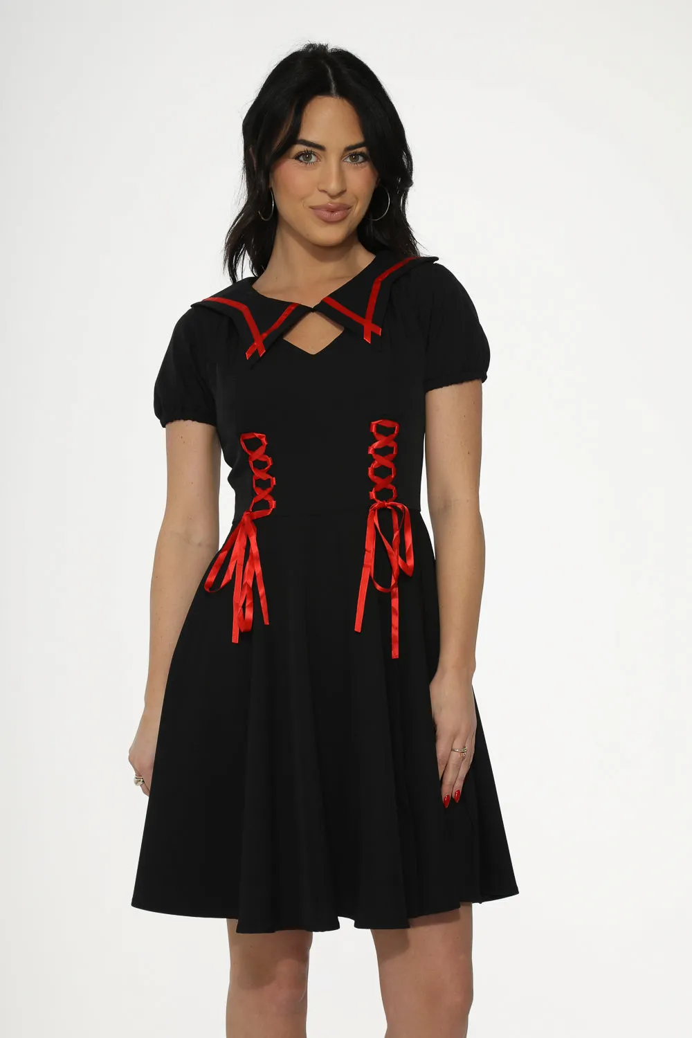 Black & Red Trim Gothic Swing Dress sold by Modcloth product image thumbnail 3
