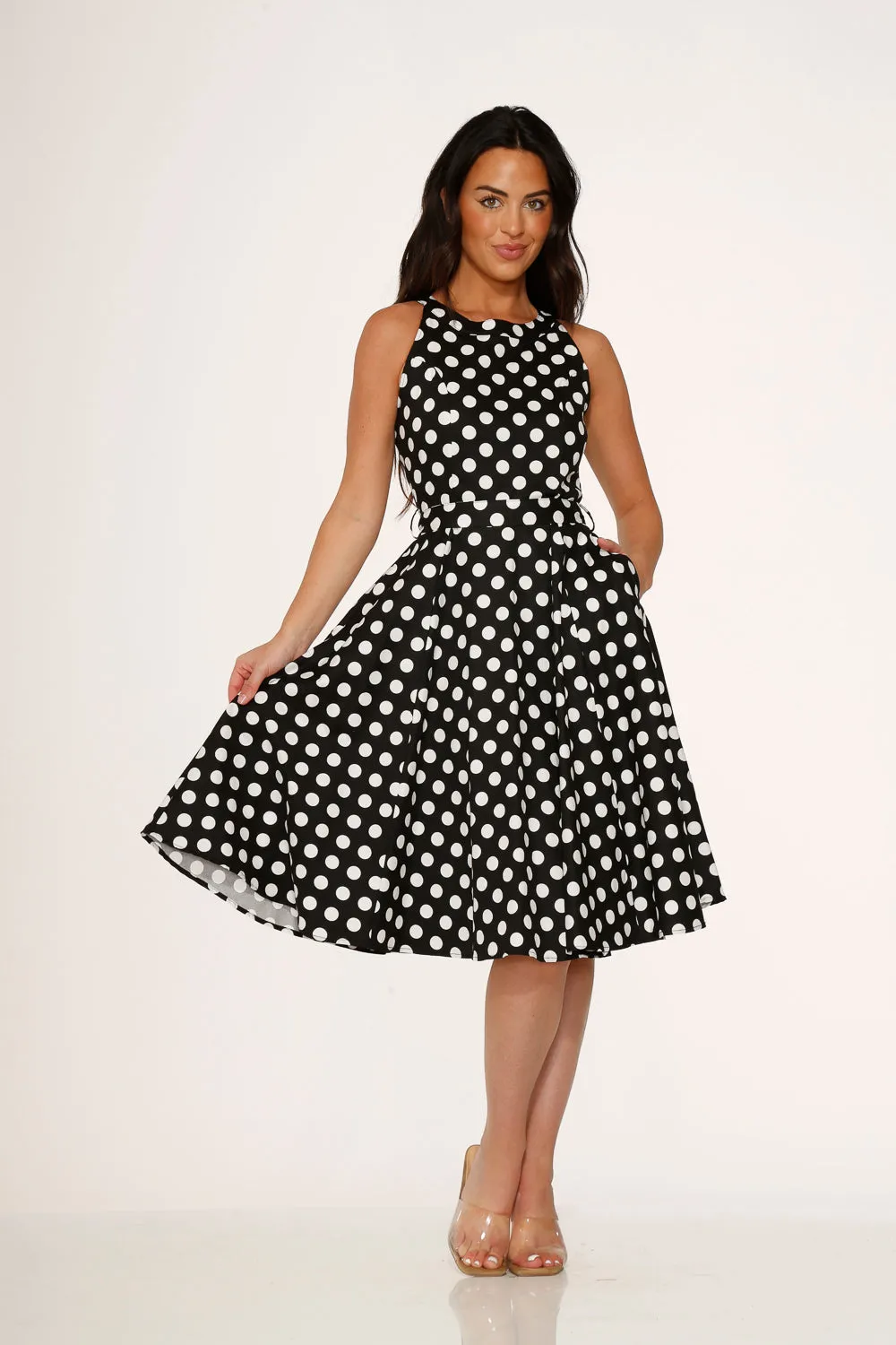 Black & White Polka Dot Swing Dress sold by Modcloth