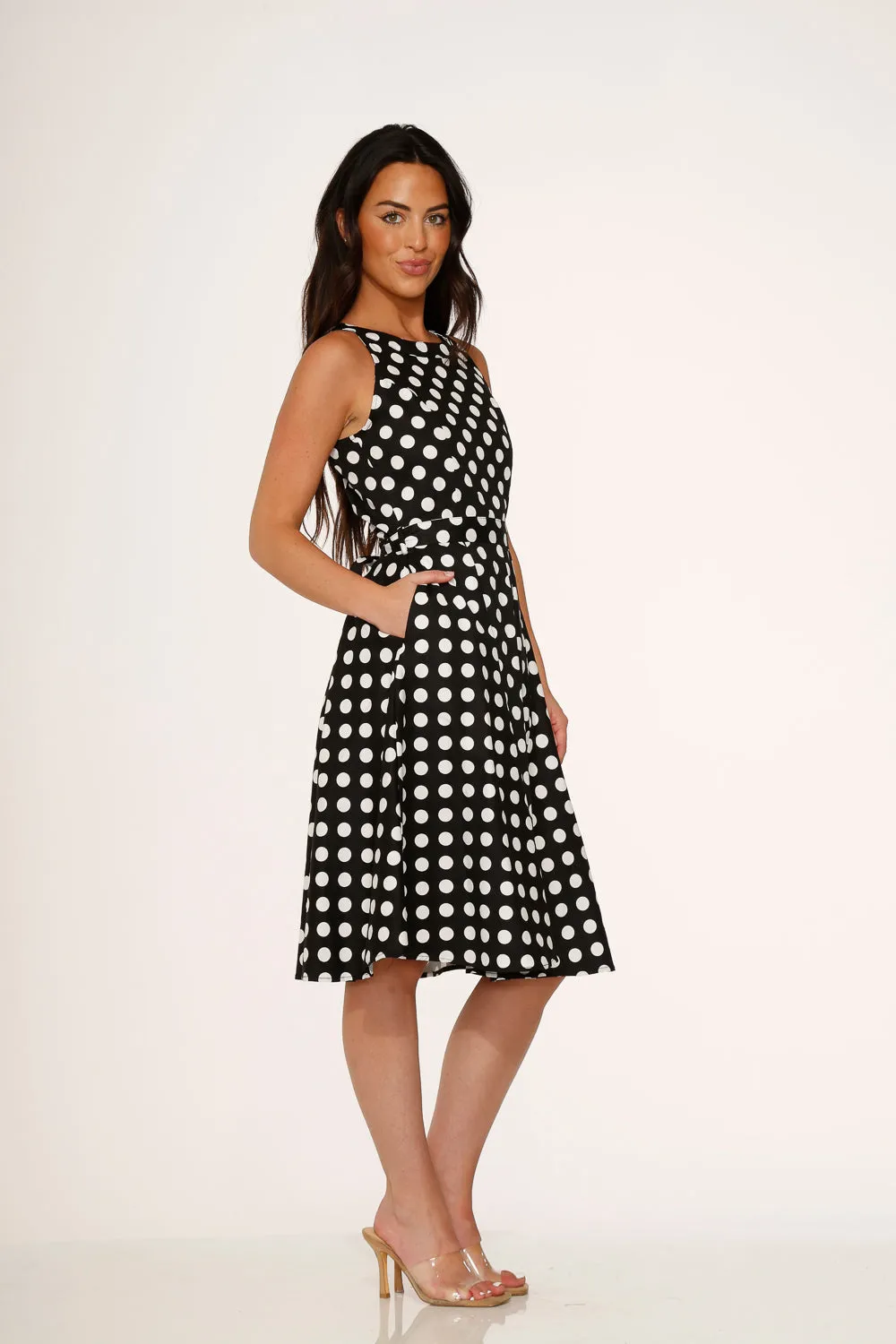 Black & White Polka Dot Swing Dress sold by Modcloth product image thumbnail 4