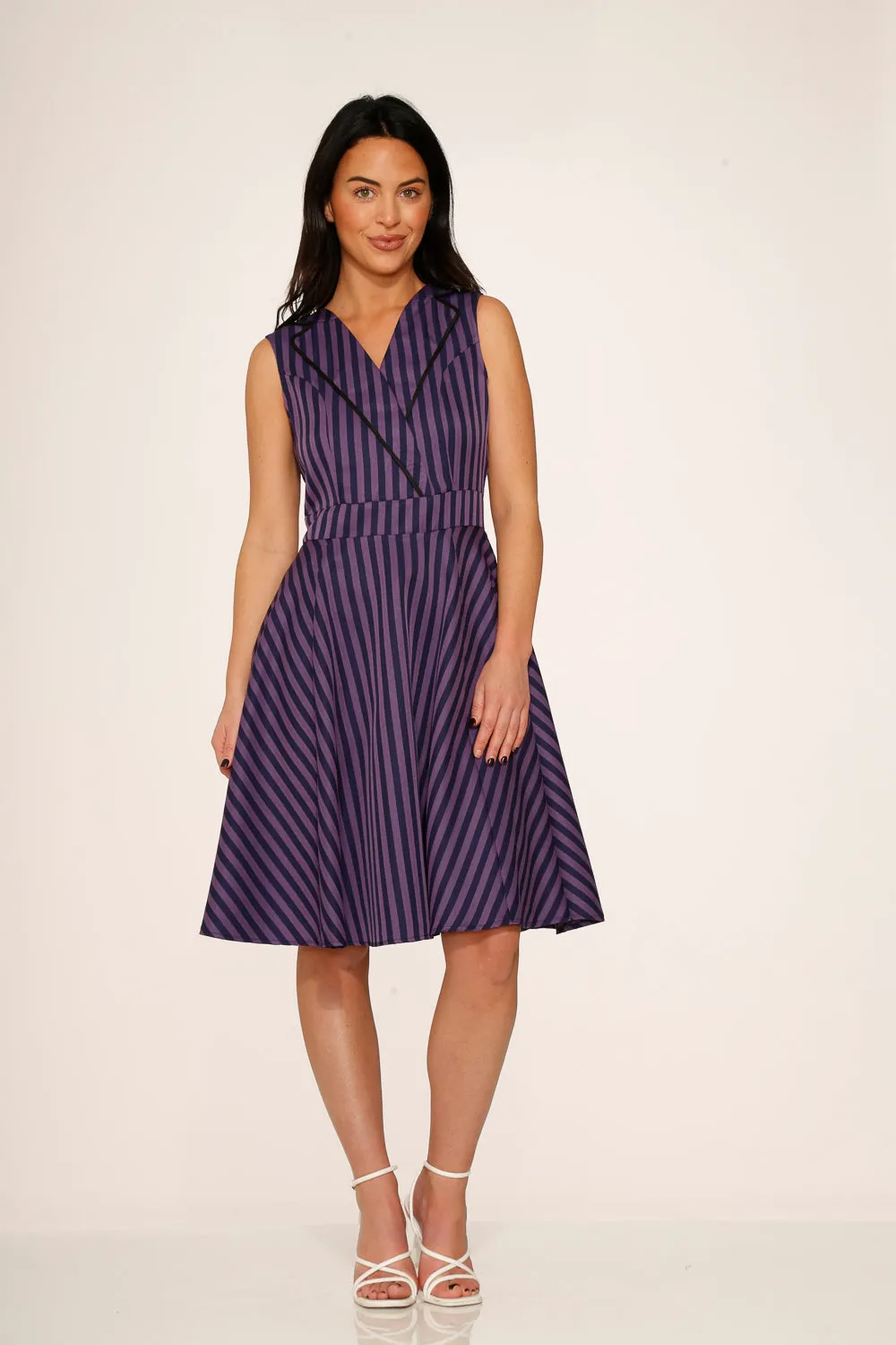 Black & Purple Stripe Swing Dress sold by Modcloth product image thumbnail 3