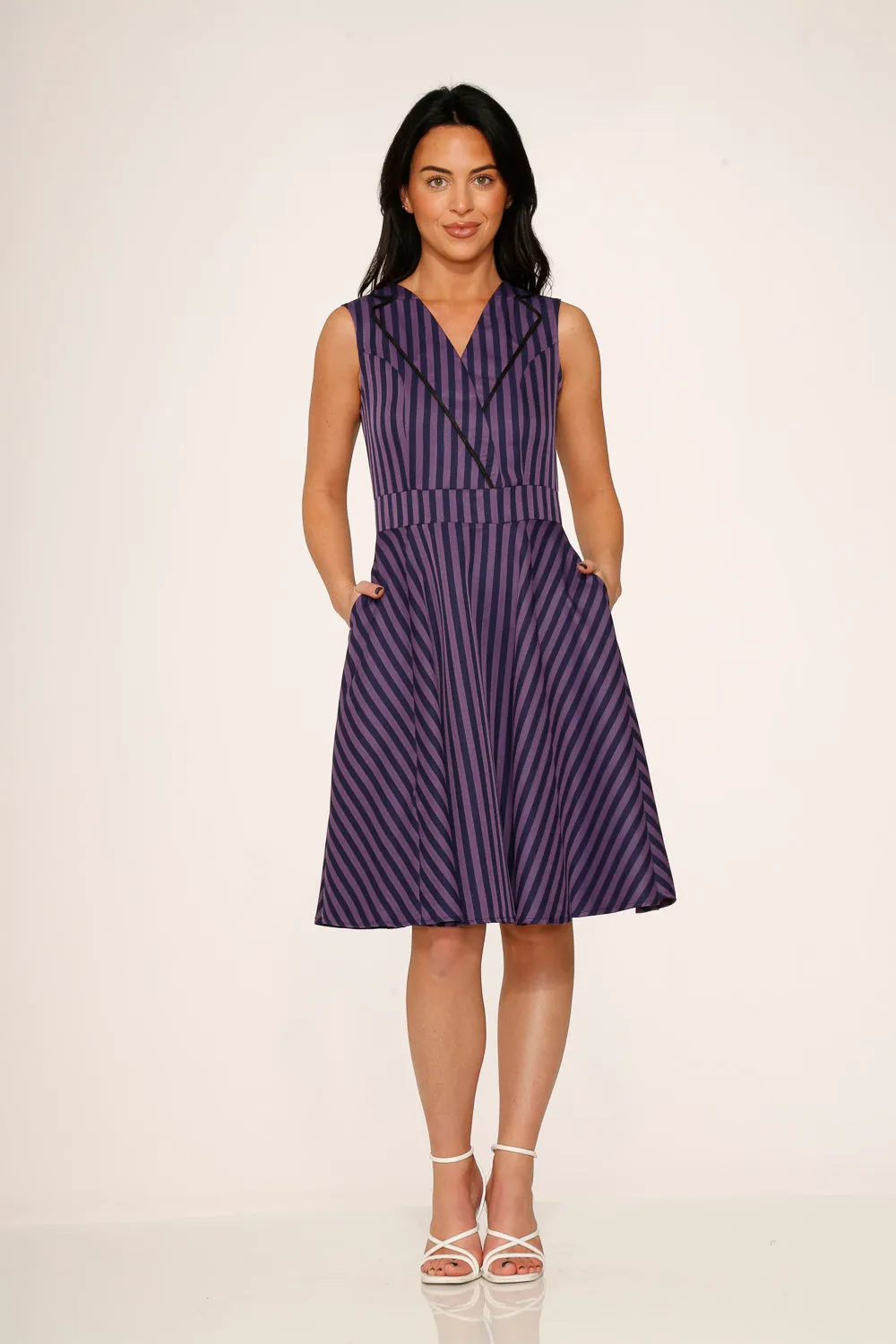 Black & Purple Stripe Swing Dress sold by Modcloth product image thumbnail 2