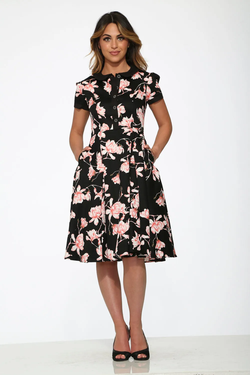 Black & Pink Floral Swing Dress sold by Modcloth product image thumbnail 2