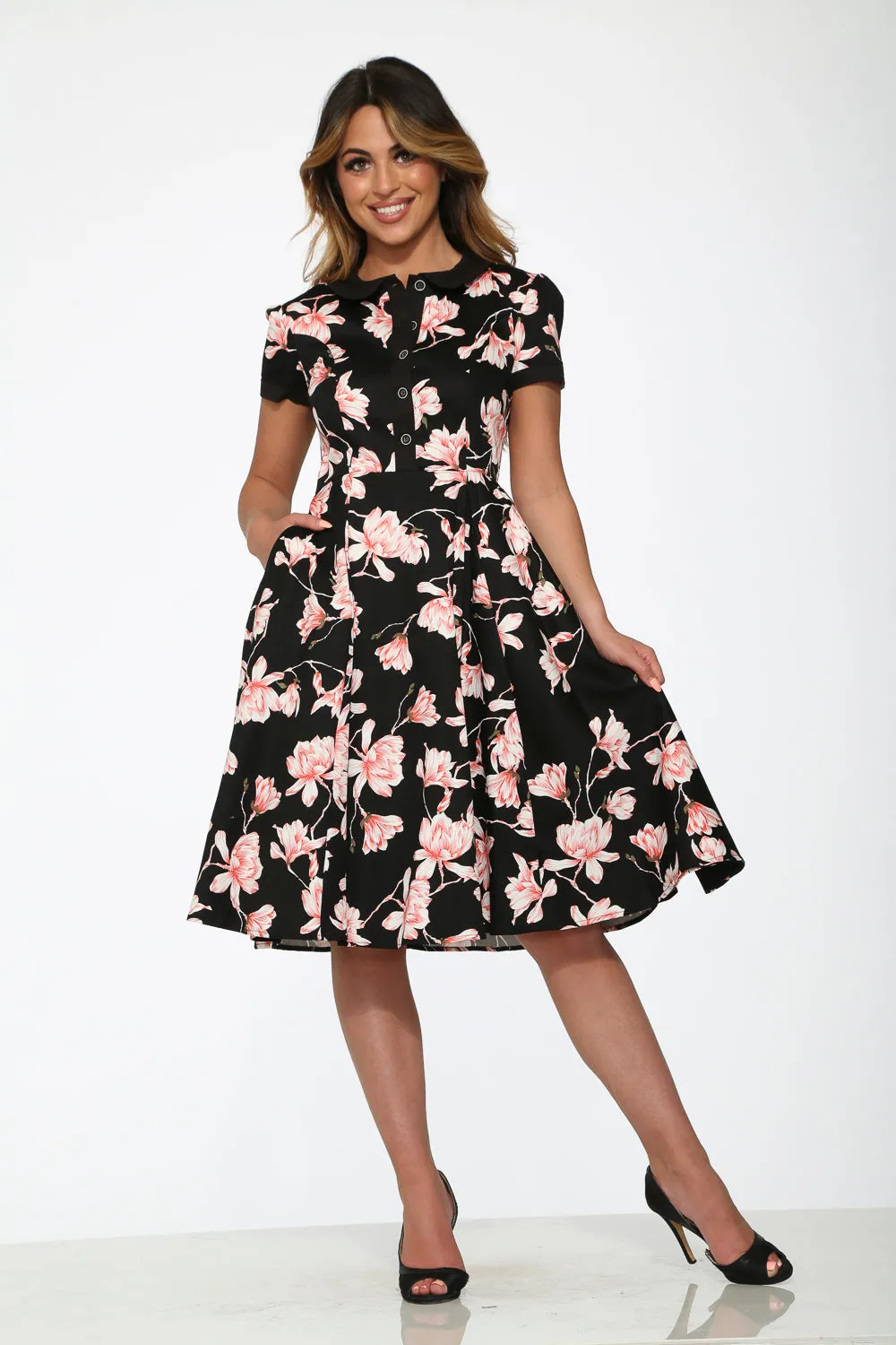 Black & Pink Floral Swing Dress sold by Modcloth product image thumbnail 4