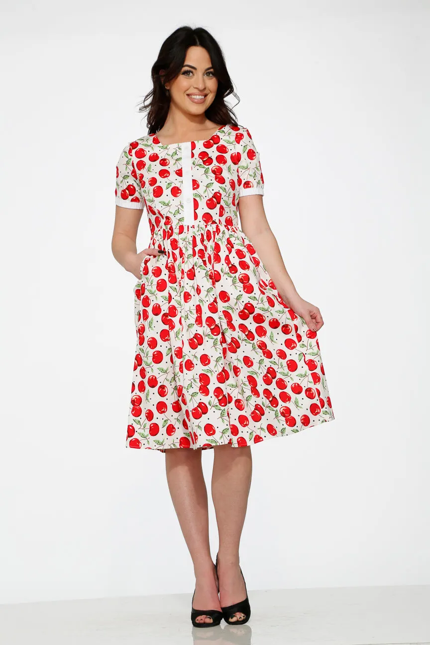 White & Red Cherry Dress sold by Modcloth product image thumbnail 2