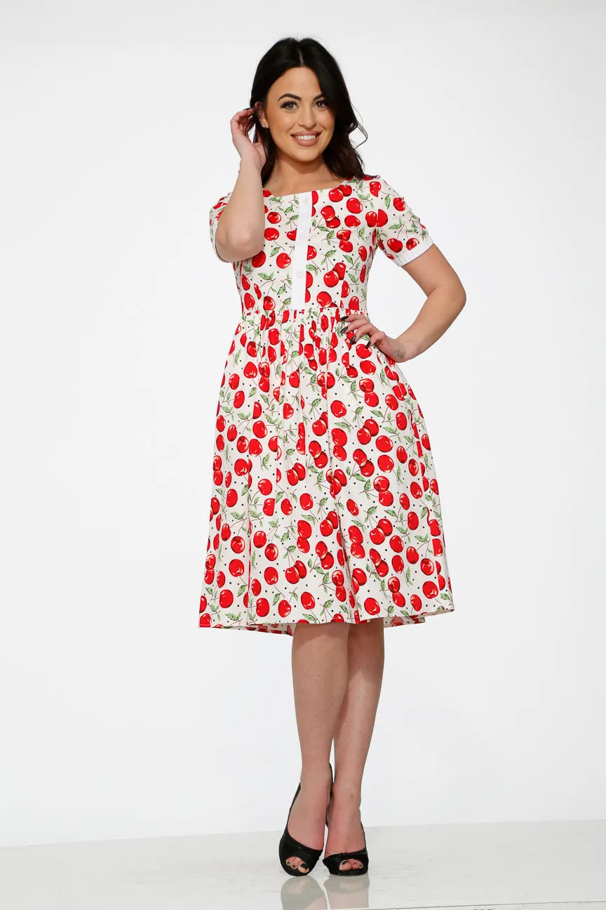 White & Red Cherry Dress sold by Modcloth