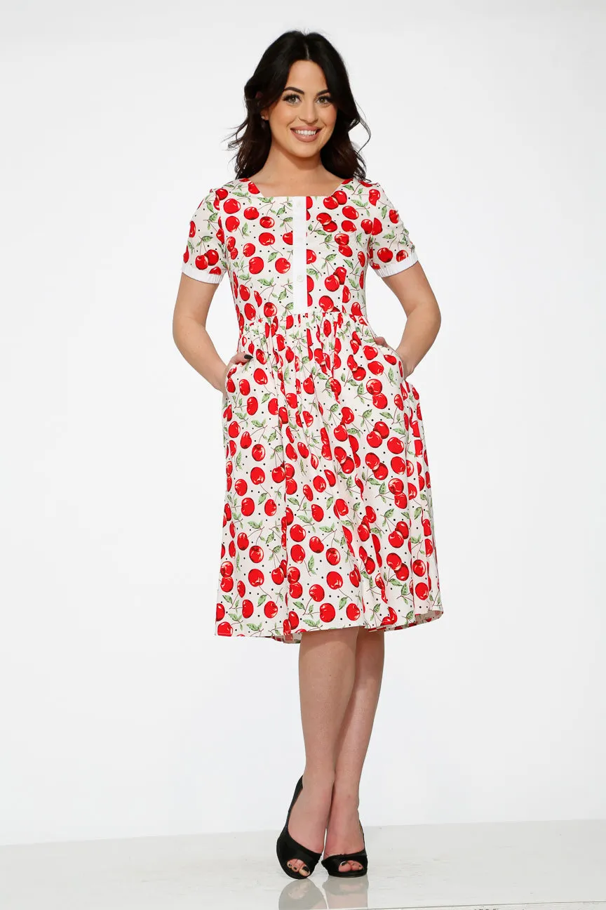 White & Red Cherry Dress sold by Modcloth product image thumbnail 4