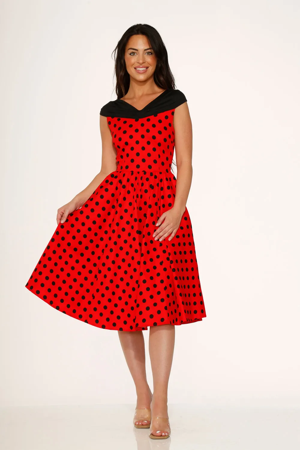 Red & Black Polka Dot Swing Dress sold by Modcloth product image thumbnail 2