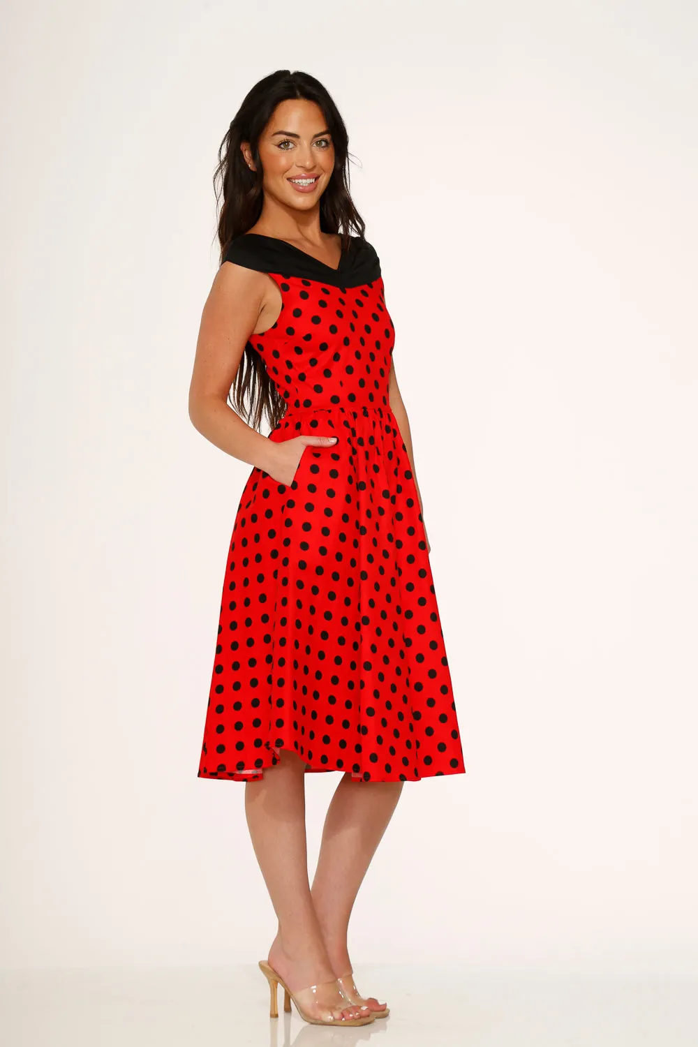 Red & Black Polka Dot Swing Dress sold by Modcloth product image thumbnail 3