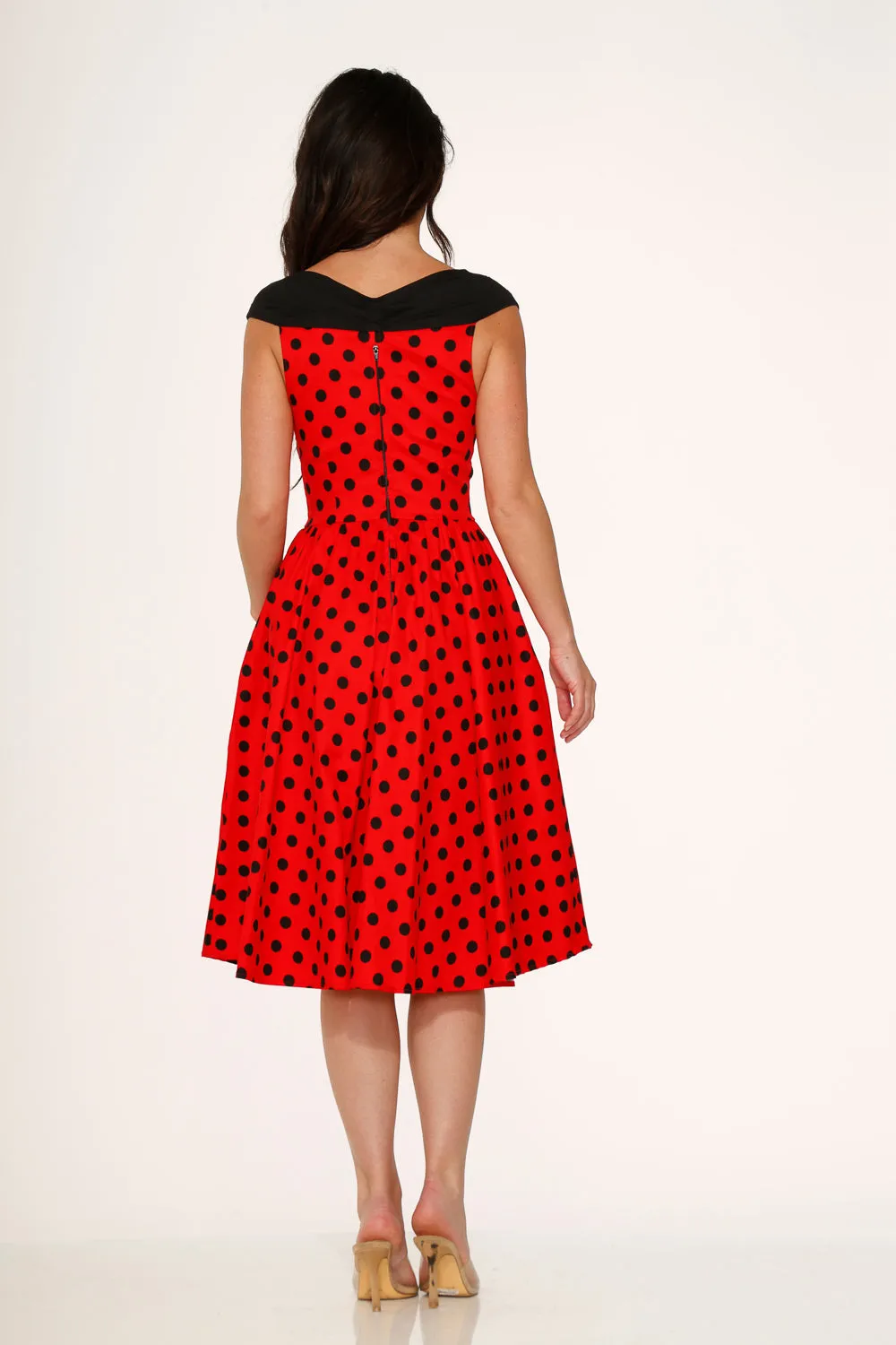 Red & Black Polka Dot Swing Dress sold by Modcloth product image thumbnail 5
