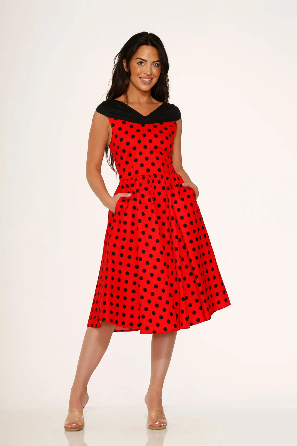 Red & Black Polka Dot Swing Dress sold by Modcloth product image thumbnail 4