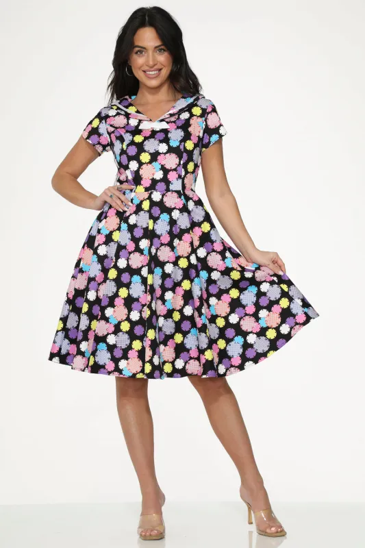 Black & Purple Swing Dress sold by Modcloth