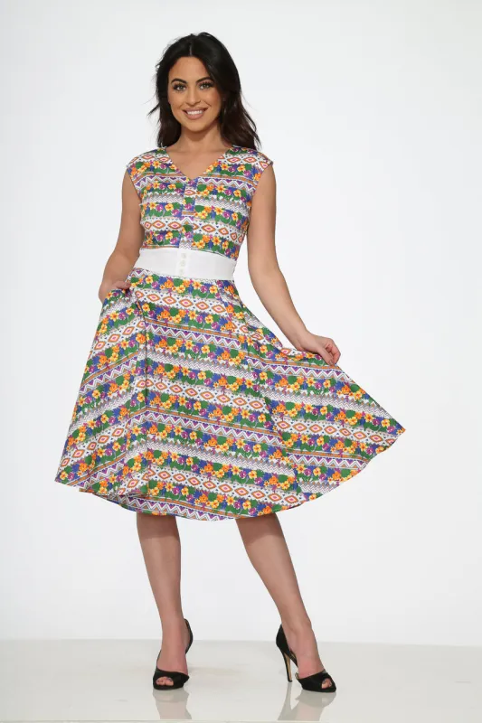 Purple Floral Swing Dress sold by Modcloth