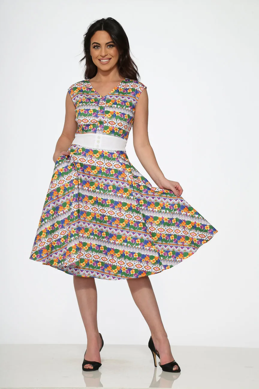 Purple Floral Swing Dress sold by Modcloth