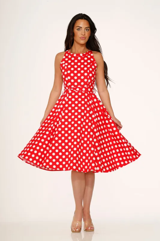 Red Polka Dot Swing Dress sold by Modcloth