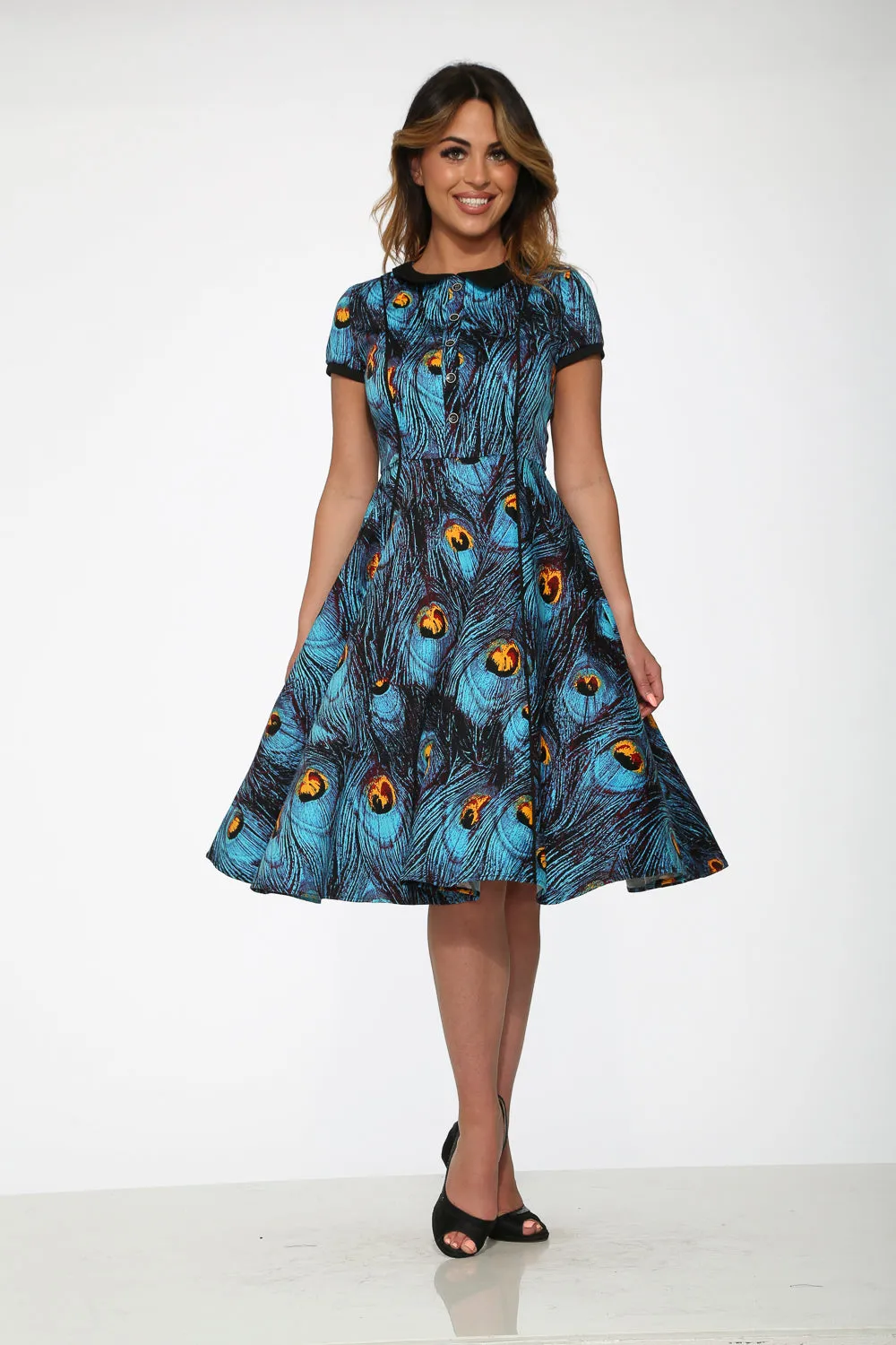 Blue Peacock Swing Dress sold by Modcloth