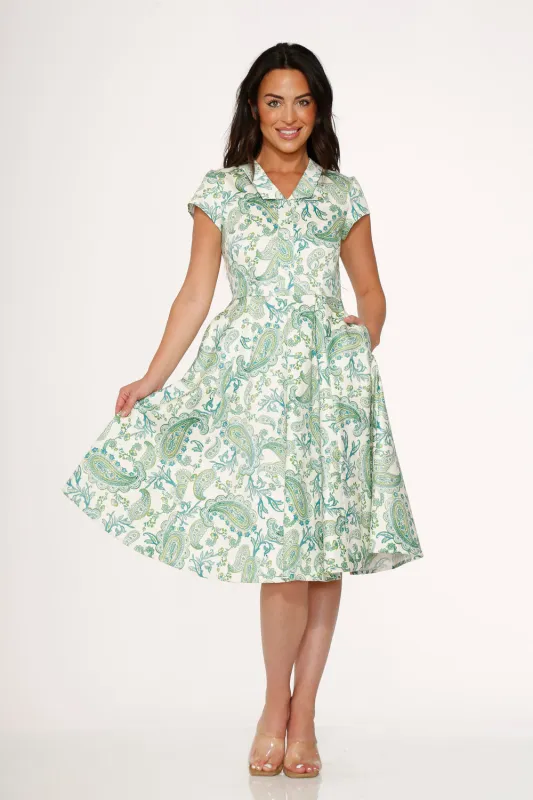 Green Paisley Swing Dress sold by Modcloth