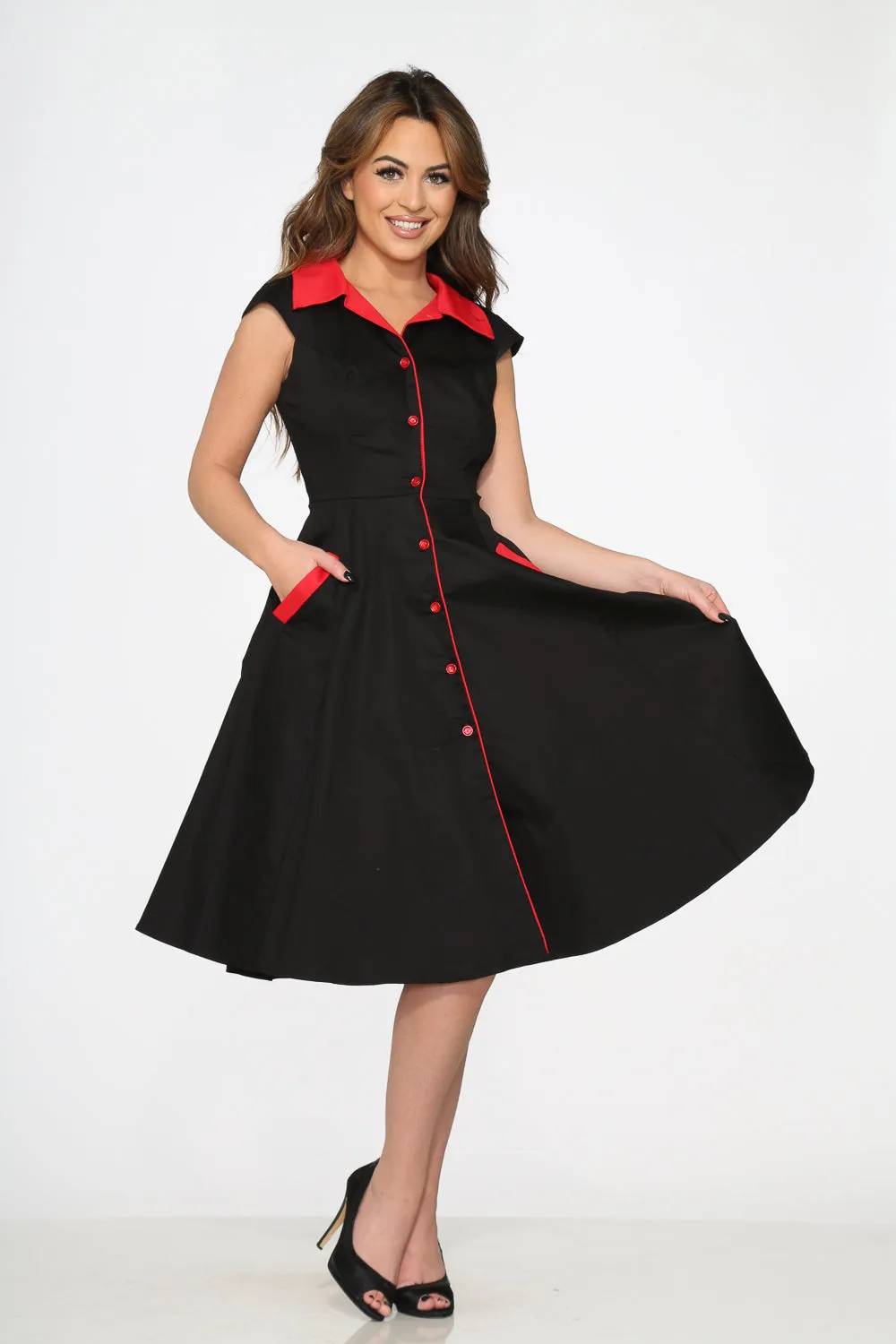 Black Red Trim Swing Dress sold by Modcloth product image thumbnail 2