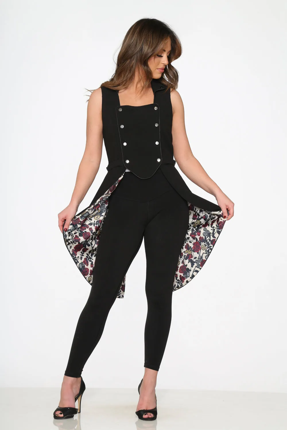 Black Floral Vest Back Split sold by Modcloth