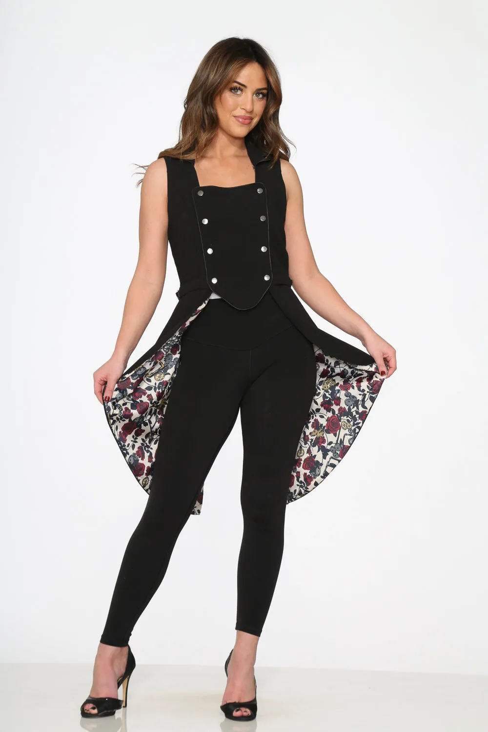 Black Floral Vest Back Split sold by Modcloth product image thumbnail 2
