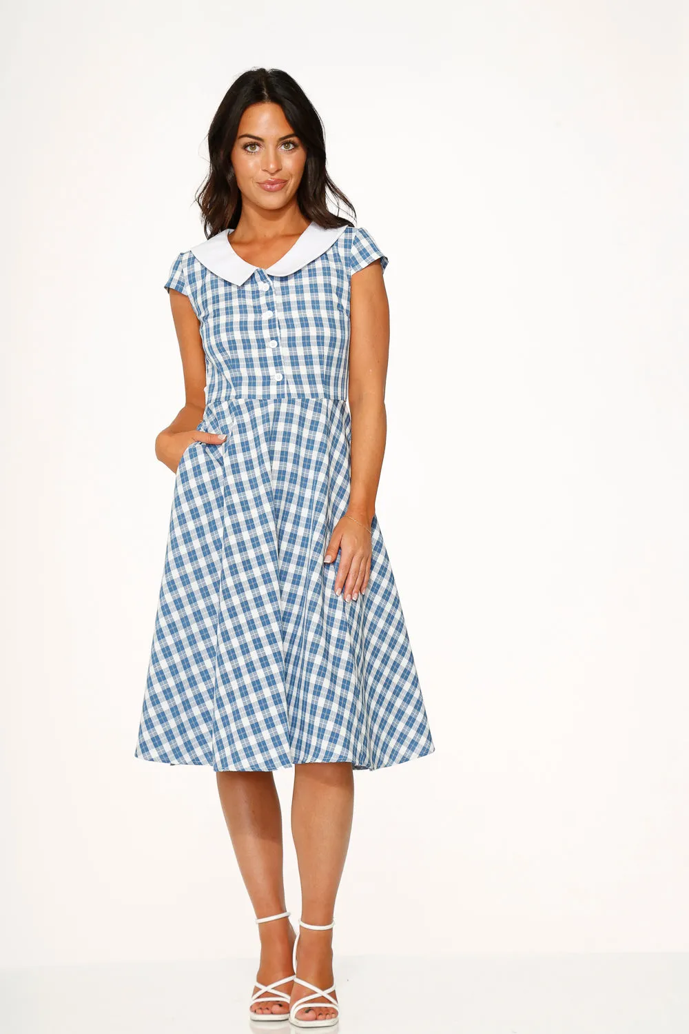 Blue Checker Swing Dress sold by Modcloth product image thumbnail 4
