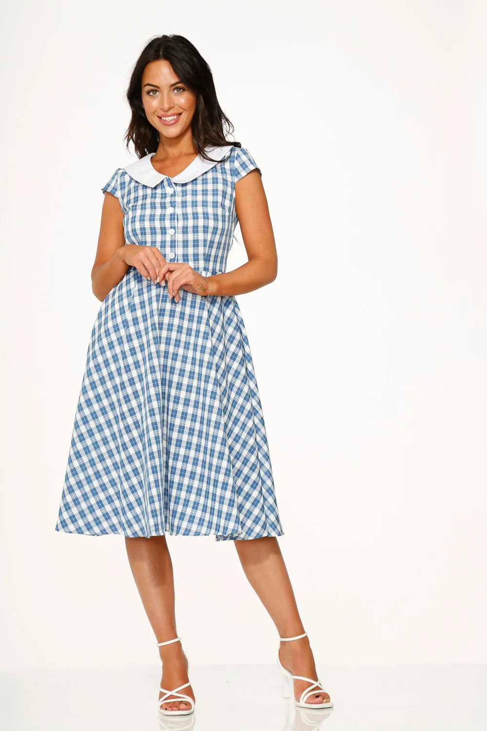 Blue Checker Swing Dress sold by Modcloth