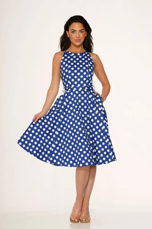 Blue Polka Dot Swing Dress sold by Modcloth