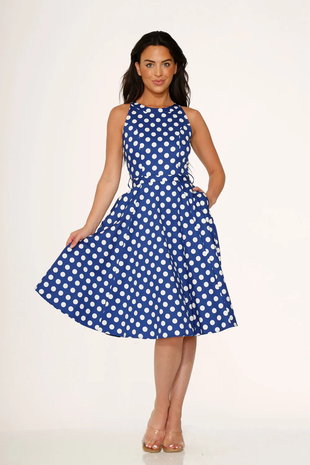 Blue Polka Dot Swing Dress sold by Modcloth