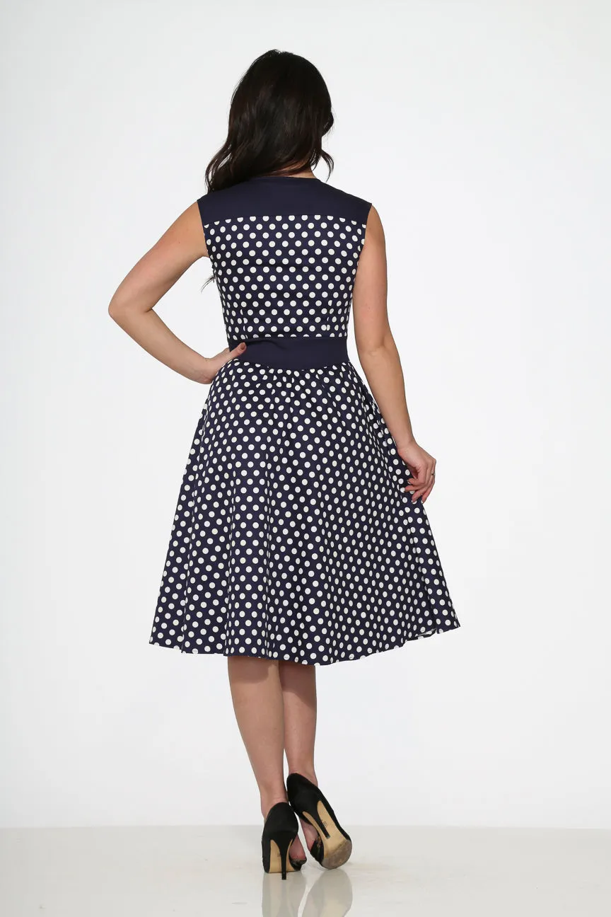 Navy Blue White Polka Dot Swing Dress sold by Modcloth product image thumbnail 5