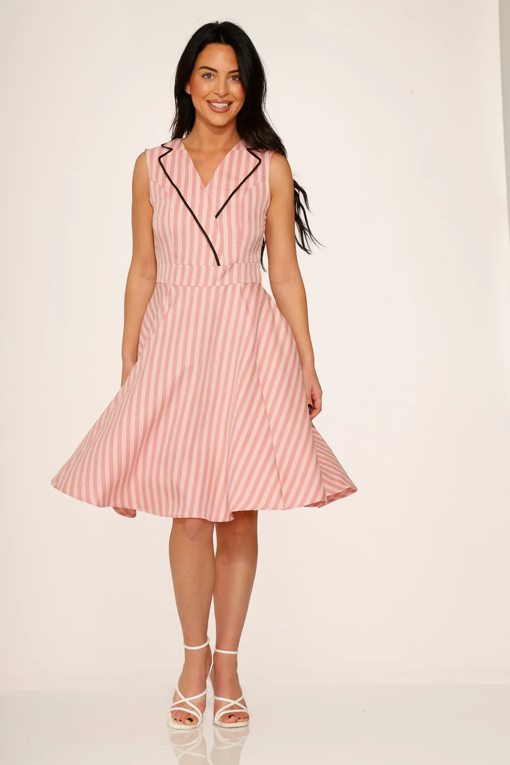 Pink Stripe Swing Dress sold by Modcloth