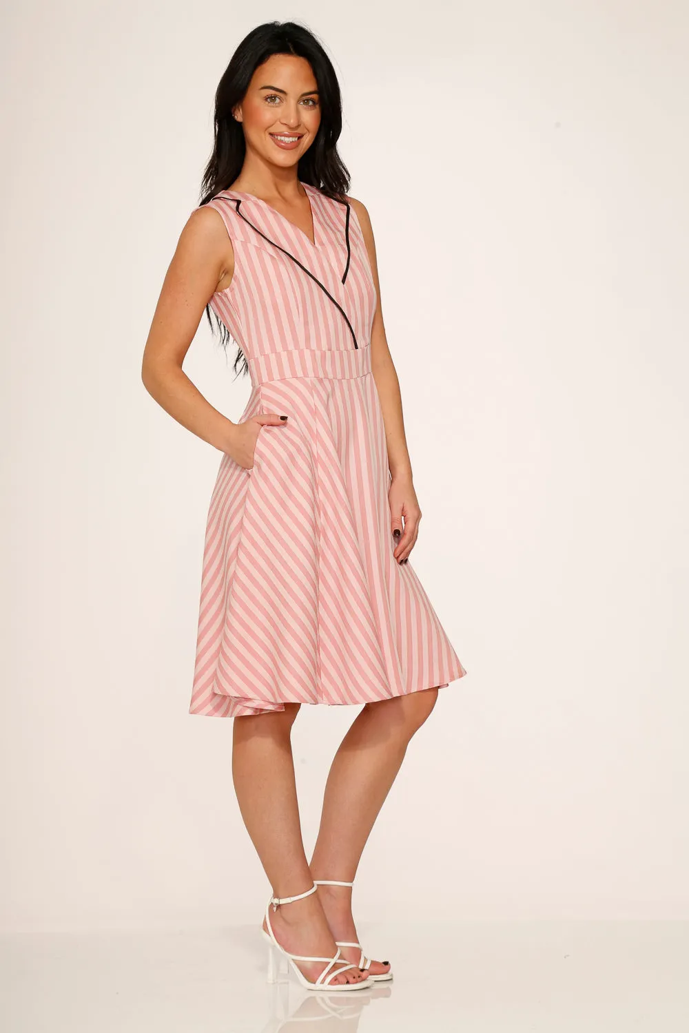 Pink Stripe Swing Dress sold by Modcloth product image thumbnail 4