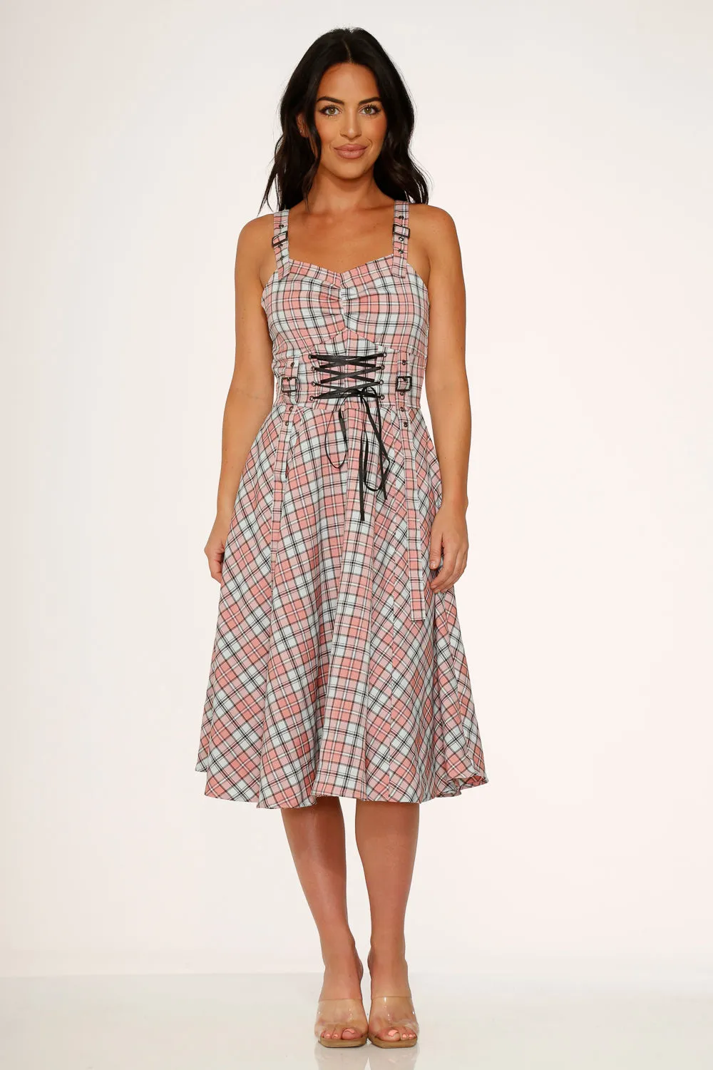 Pink Plaid Swing Dress sold by Modcloth product image thumbnail 4