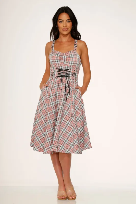 Pink Plaid Swing Dress sold by Modcloth