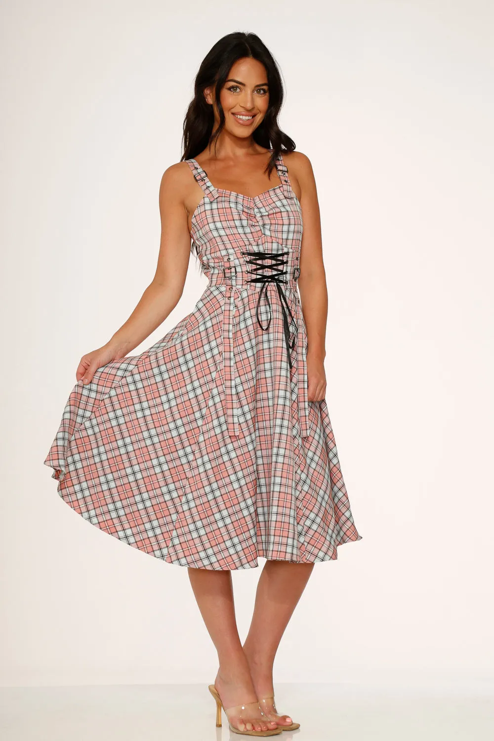 Pink Plaid Swing Dress sold by Modcloth product image thumbnail 2