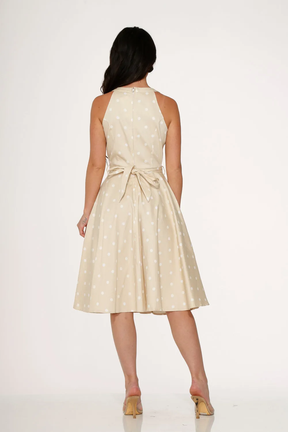 Beige & White Polka Dot Swing Dress sold by Modcloth product image thumbnail 5