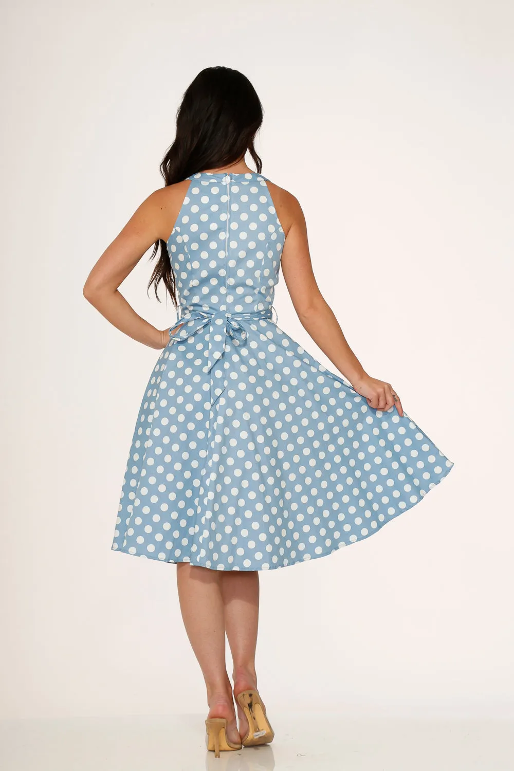 Light Blue & White Polka Dot Swing Dress sold by Modcloth product image thumbnail 5