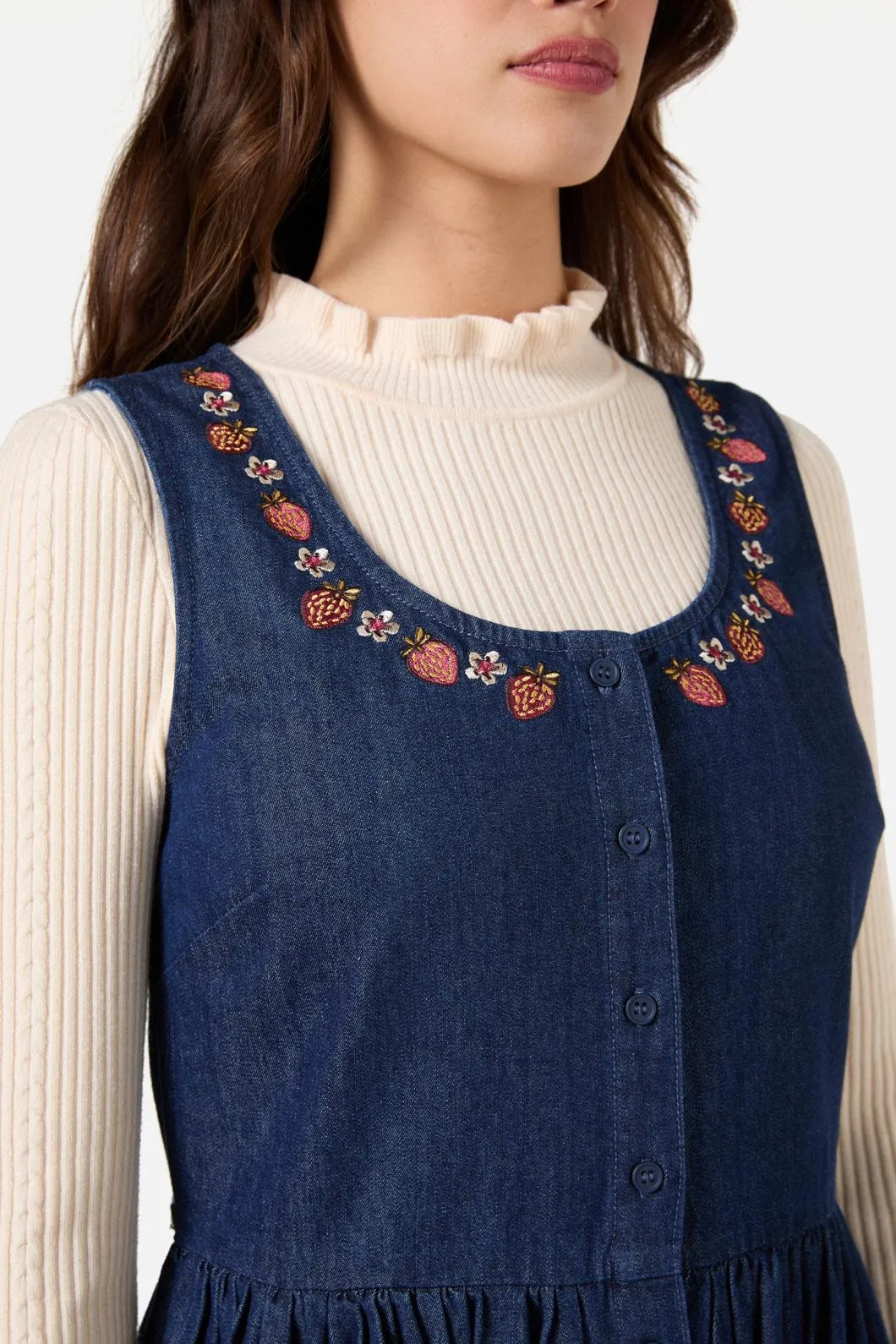 Rabbit Embroidered Denim Dress sold by Modcloth product image thumbnail 5