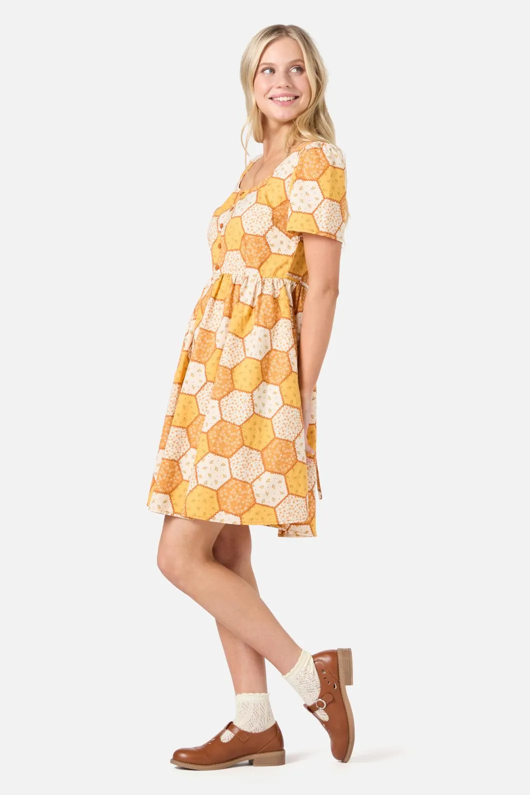 Patchwork Sleeved Mini Dress sold by Modcloth product image thumbnail 4