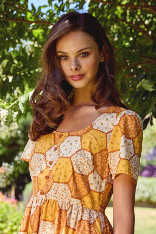 Patchwork Sleeved Mini Dress sold by Modcloth