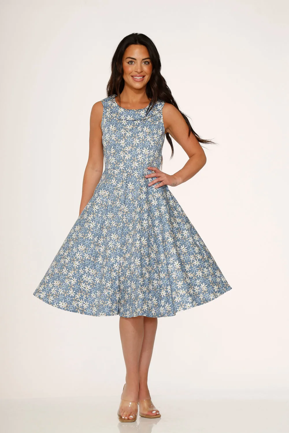 Blue Daisy Floral Swing Dress sold by Modcloth