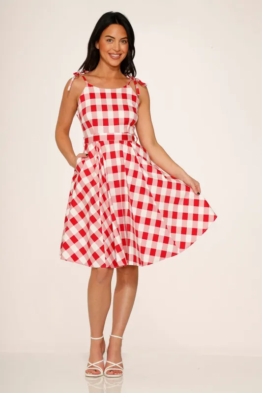 Red & White Picnic Swing Dress sold by Modcloth