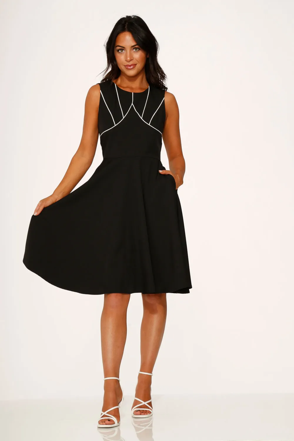 Black & White Piping Swing Dress sold by Modcloth product image thumbnail 2