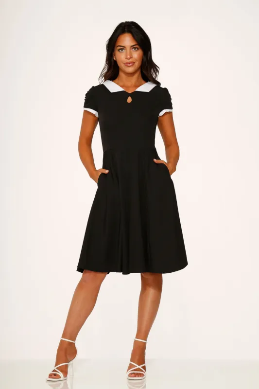 Black & White Keyhole Swing Dress sold by Modcloth