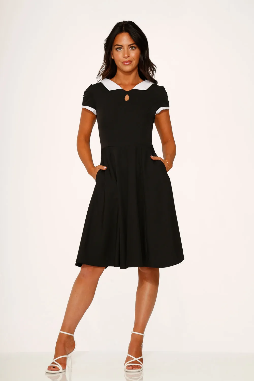 Black & White Keyhole Swing Dress sold by Modcloth