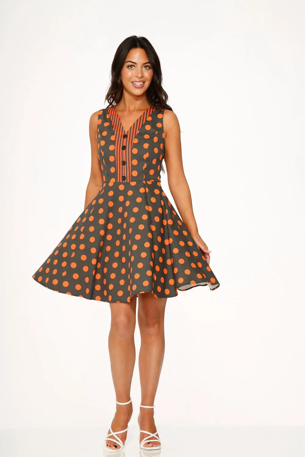 Orange Polka Dot Swing Mini Dress sold by Modcloth product image thumbnail 5